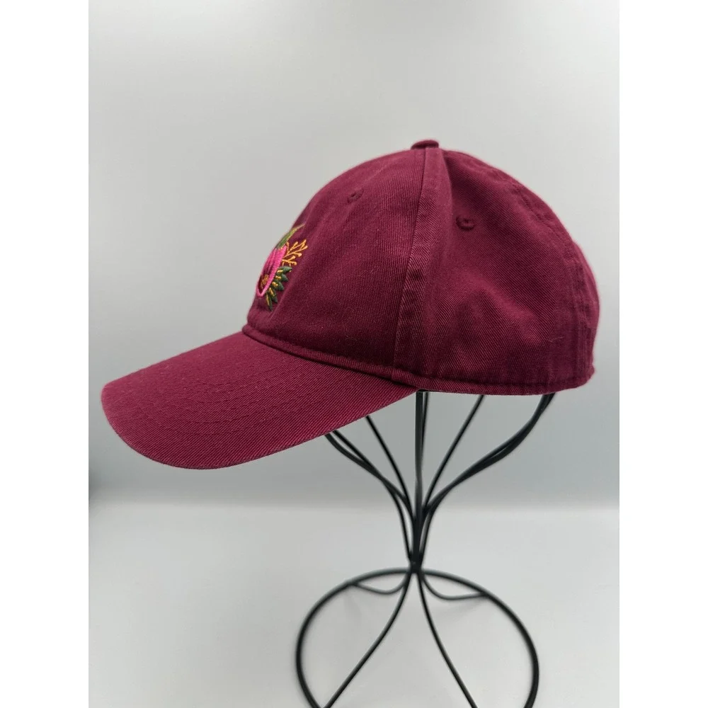 Bass Pro‎ Shops Hat Youth OS Maroon Floral Embroidered Adjustable Baseball Cap